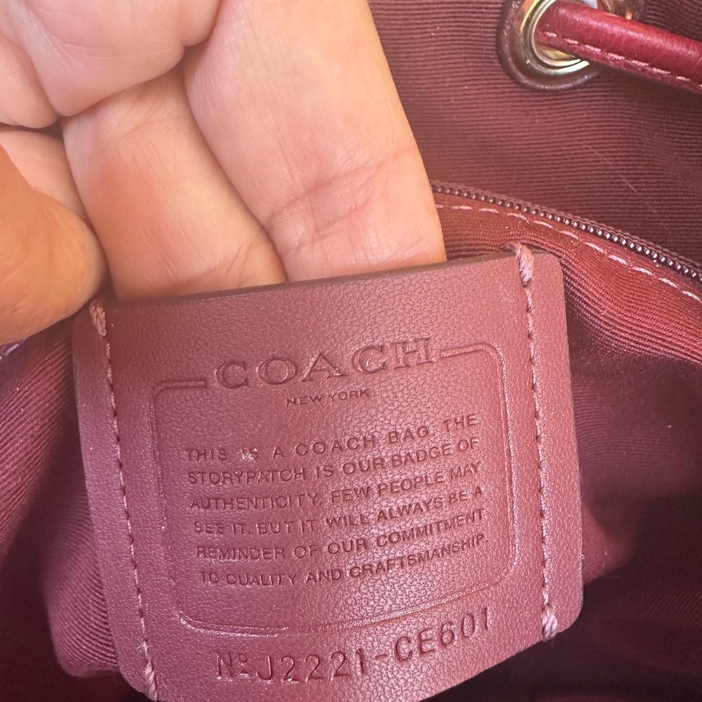 Coach Red Apple Signature Dempsey Patch Drawstring Backpack EXC - Picture 11 of 12